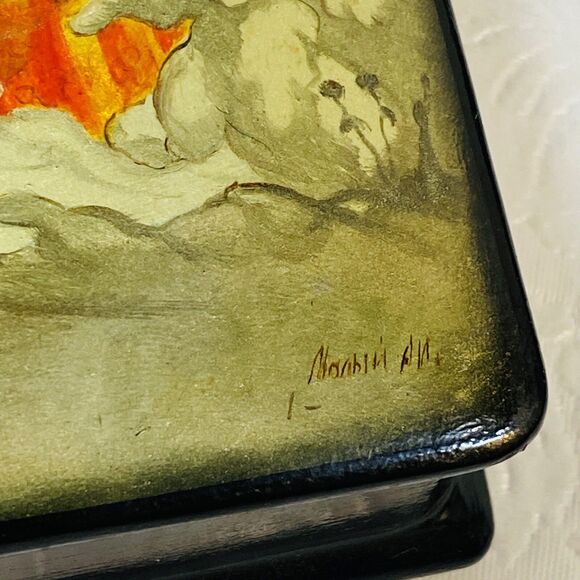 3 Fedoskino Hand Painted Lacquer Boxes USSR - Picture 8 of 16
